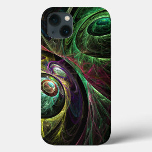 Oog in oog moderne fractale groene gouden abstract iPhone 13 hoesje