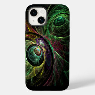 Oog in oog moderne fractale groene gouden abstract iPhone 14 hoesje