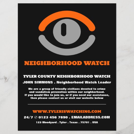 Oog kijken, Buurtgemeenschap Watch Advertentie Flyer (Voorkant)