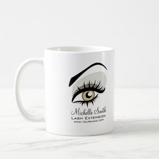 Oog lange wimpers Lash Extension bedrijf branding Koffiemok (Links)