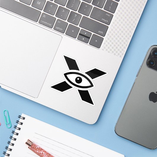 Oog Letter X Monogram Sticker (Laptop met iPhone)