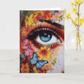 Oog met bloemen en vlinder kaart (Gele Bloem)