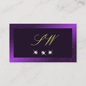 Oog met donkere Paarse Sparkle Diamonds Initialen Visitekaartje (Voorkant)