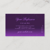 Oog met donkere Paarse sparkle Diamonds stijlvol Visitekaartje (Achterkant)