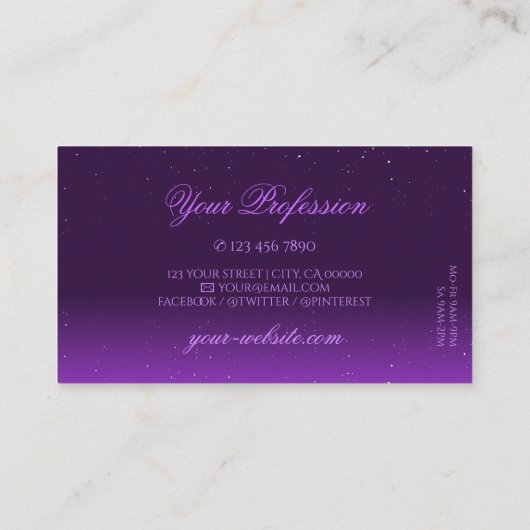 Oog met donkere Paarse sparkle Diamonds stijlvol Visitekaartje (Achterkant)