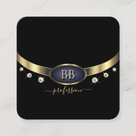 Oog met gouden blauwe zwarte Initialen Rhinestones Vierkante Visitekaartje