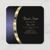 Oog met gouden blauwe zwarte Initialen Rhinestones Vierkante Visitekaartje (Achterkant)