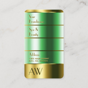 Oog met gouden en groene kleuren met monogram visitekaartje