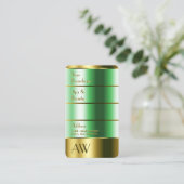 Oog met gouden en groene kleuren met monogram visitekaartje (Staand voorkant)