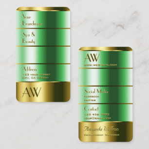 Oog met gouden en groene kleuren met monogram visitekaartje