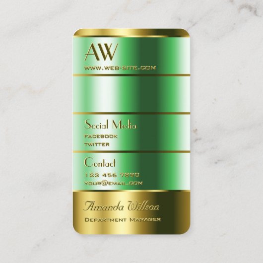 Oog met gouden en groene kleuren met monogram visitekaartje (Achterkant)