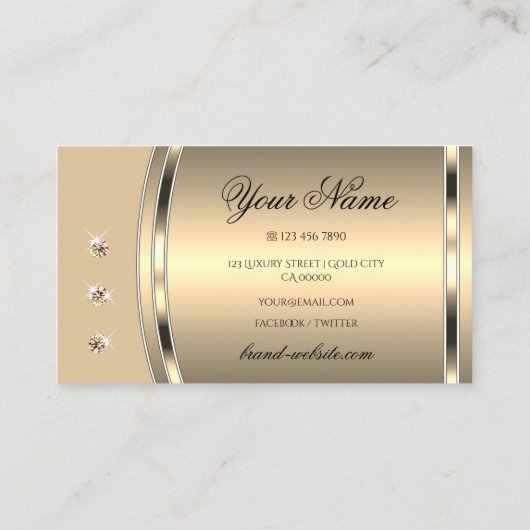 Oog met goudpasta beige met Faux Diamonds Visitekaartje (Achterkant)