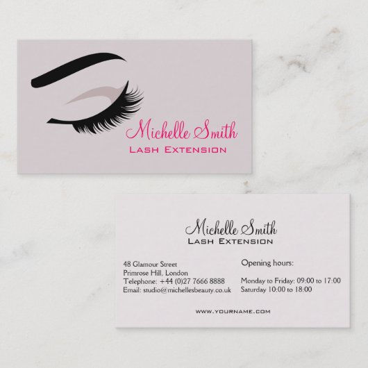 Oog met lange wimpers Lash Extension visitekaartje (Voorkant / Achterkant)