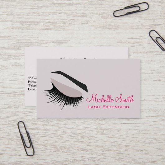 Oog met lange wimpers Lash Extension visitekaartje (Voorkant / Achterkant in situ)