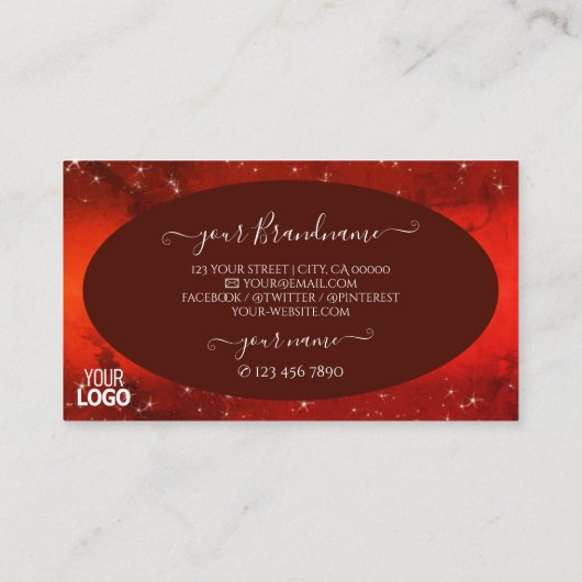 Oog met rode gemarmerde glittersterren met Logo Visitekaartje (Achterkant)