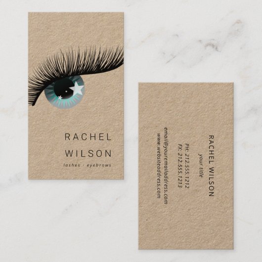 oog met sterren Rustic kraft make-up artiest eyela Visitekaartje (Voorkant / Achterkant)