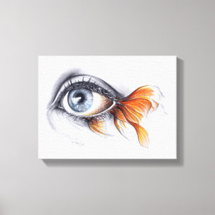 Oog met visstaart Surreëlische tekenkunst Canvas Afdruk