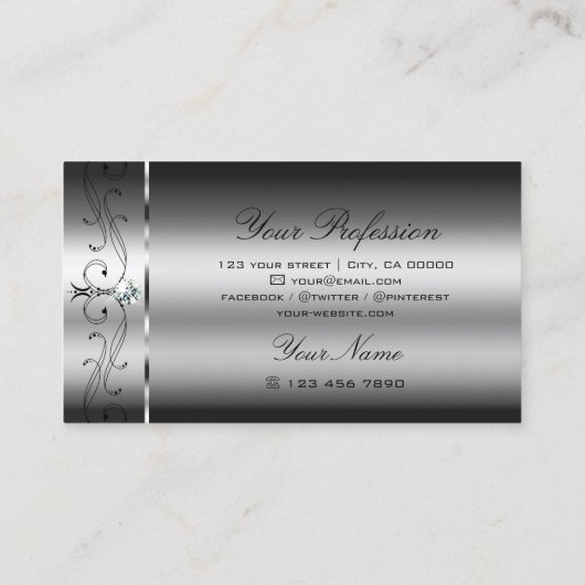 Oog met zilveren gekrikte juwelen visitekaartje (Achterkant)