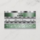 Oog met zilveren groene sparkle Glitter Logo toevo Visitekaartje (Voorkant)
