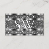 Oog met zilverglitter Sparkle Stars Monogram Visitekaartje (Voorkant)