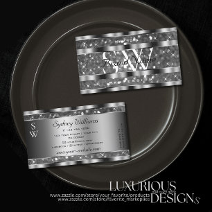 Oog met zilverglitter Sparkle Stars Monogram Visitekaartje