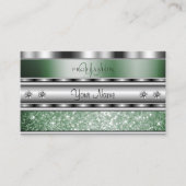 Oog met zilvergroene sparkle Glitter-monogram Visitekaartje (Voorkant)