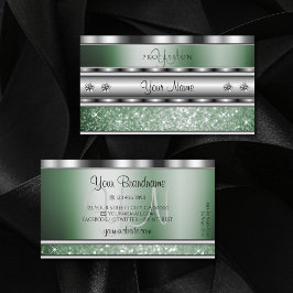 Oog met zilvergroene sparkle Glitter-monogram Visitekaartje