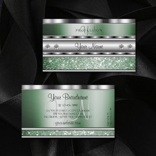 Oog met zilvergroene sparkle Glitter-monogram Visitekaartje