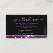 Oog met zwarte Paarse sparkle Glitter Diamonds Visitekaartje (Achterkant)