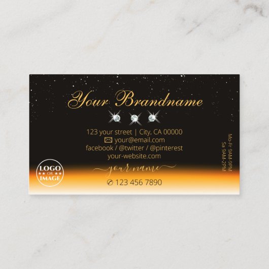 Oog Oranje zwarte sparkle-juwelen vangen met Logo Visitekaartje (Achterkant)