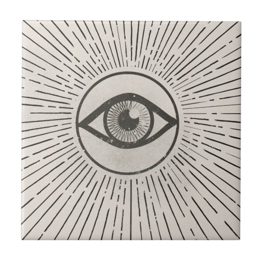 Oog Retro Ruimte Kunst Tegeltje (Voorkant)