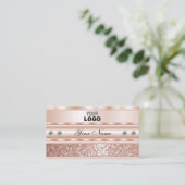 Oog Roos Goud Mousserend glitter met Logo Visitekaartje (Staand voorkant)