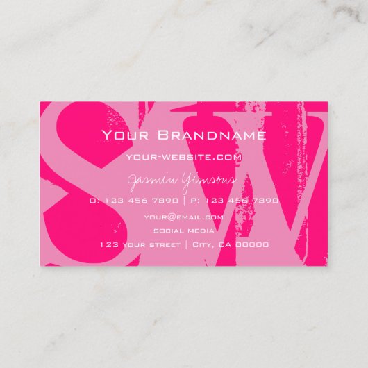 Oog Roze en Wit met Monogram Stijlvol Visitekaartje (Achterkant)