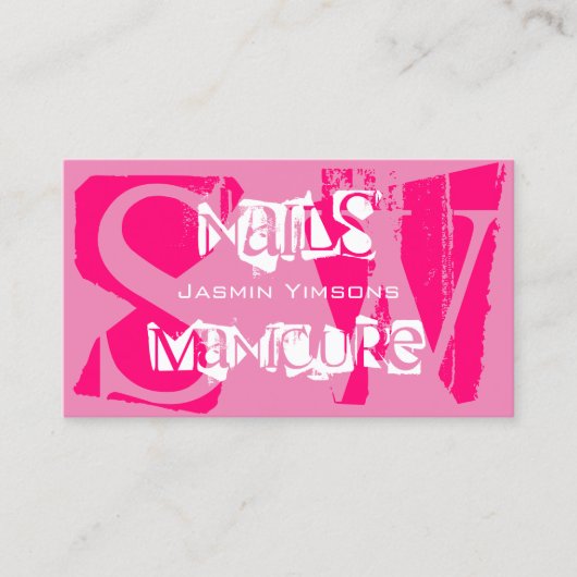 Oog Roze en Wit met Monogram Stijlvol Visitekaartje (Voorkant)