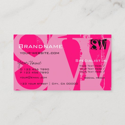 Oog roze en zwart met Initialen stijlvol Visitekaartje (Achterkant)