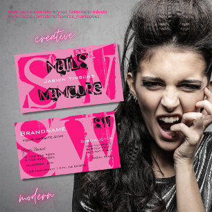 Oog roze en zwart met Initialen stijlvol Visitekaartje