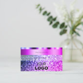 Oog Roze Paarse Sparkle Glitter vangen met Logo Visitekaartje (Staand voorkant)