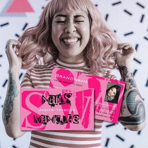 Oog roze zwart vangen met foto-monogram modern visitekaartje