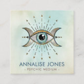 Oog - Triple Moon - Gemstone en goud Vierkante Visitekaartje (Voorkant)