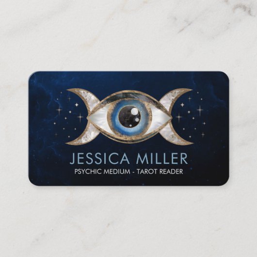 Oog - Triple Moon - Gemstone en goud Visitekaartje (Voorkant)