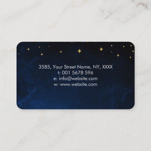 Oog - Triple Moon - Gemstone en goud Visitekaartje (Achterkant)