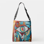 Oog Valentijn hart liefde art deco Crossbody Tas (Achterkant)