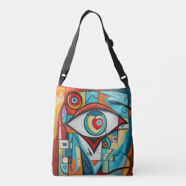Oog Valentijn hart liefde art deco Crossbody Tas