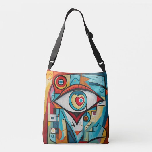 Oog Valentijn hart liefde art deco Crossbody Tas (Achterkant)
