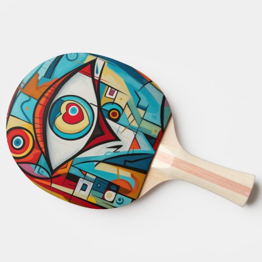 Oog Valentijn hart liefde art deco Tafeltennisbatje (Zijkant)