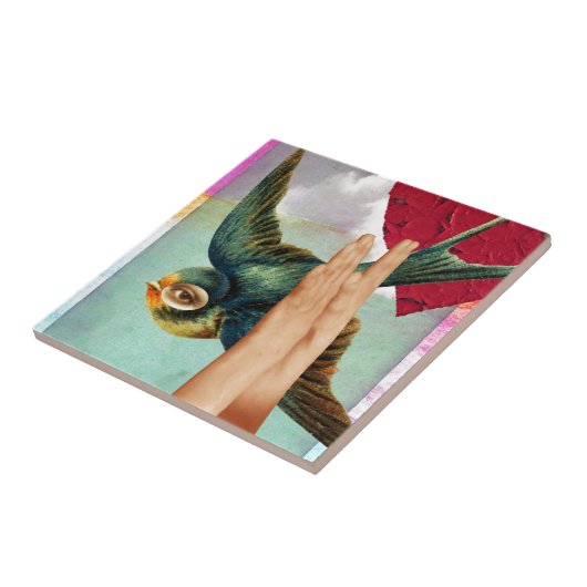 Oog van de Beholder, Abstracte digitale collage Tegeltje (Zijkant)