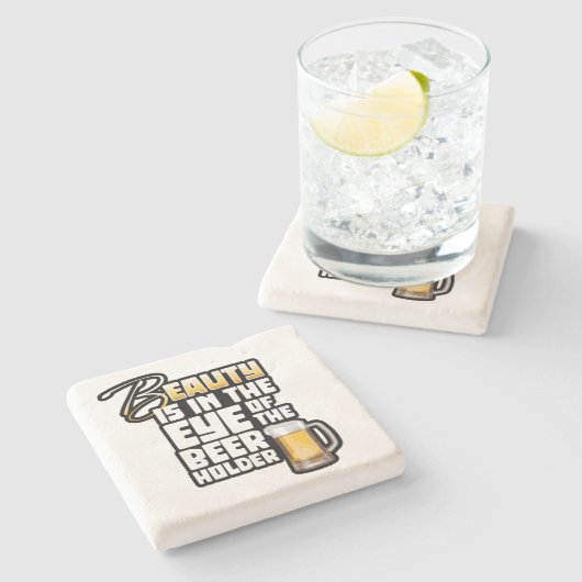 Oog van de bierhouder - Funny Beer Drinker Stenen Onderzetter (Zijkant)