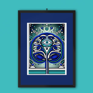 Oog van de etherische boom: mystiek blauw poster