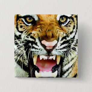 Oog van de tijger vierkante button 5,1 cm