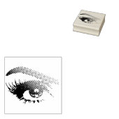  oog van de vrouw in Halftone Stippen - rechts Rubberstempel (Gestempeld)